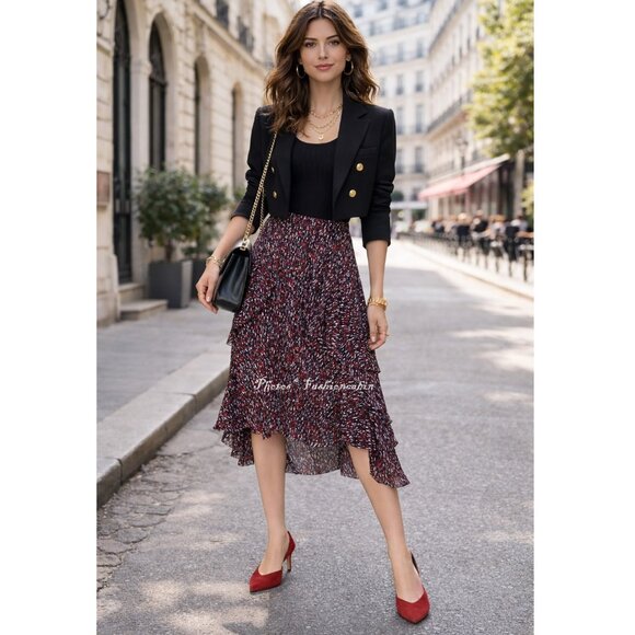 NWT Joie 100% Silk Ruffled Skirt US 10 Flowy for Parties & Events